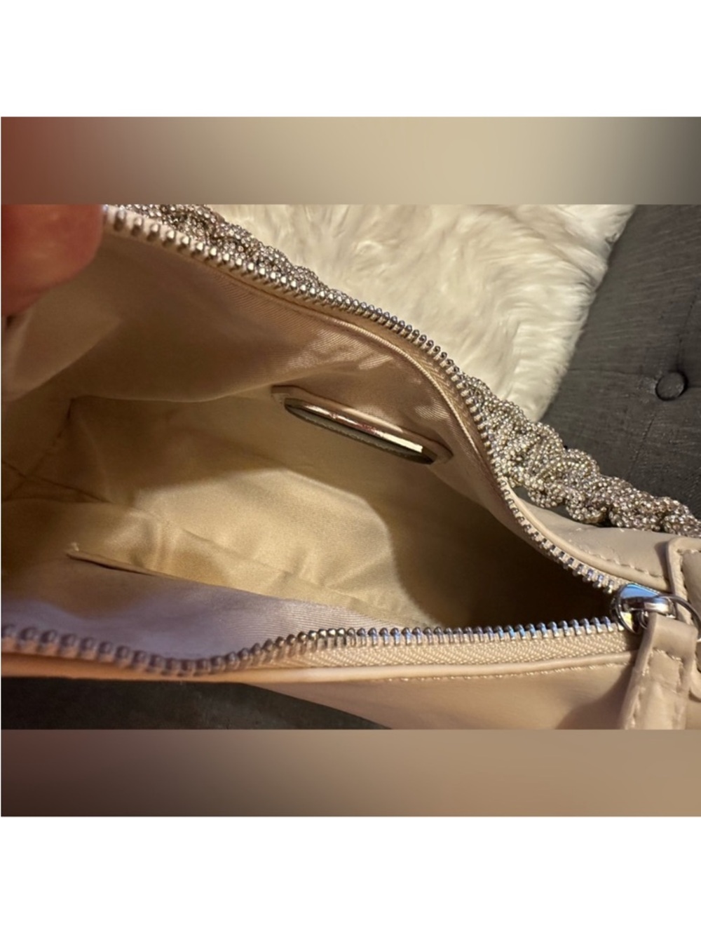 Madison West Cream Shoulder Bag with Braided Metallic Strap - Picture 6 of 11